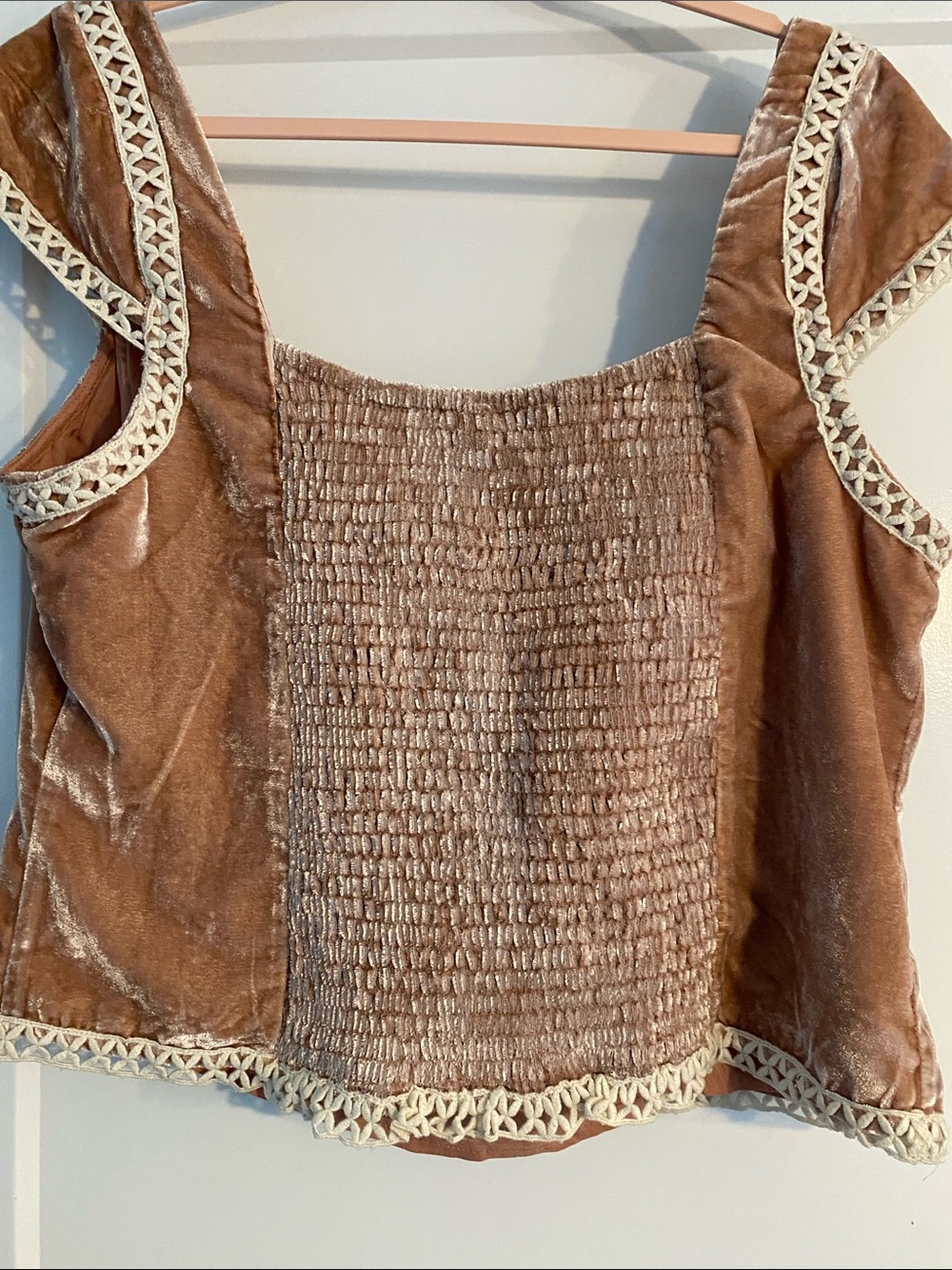Free People Velvet Crochet-Trim Tank Top STUNNING $148 retail - Picture 5 of 7